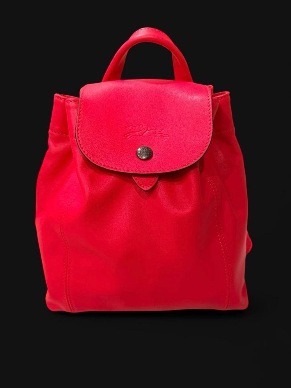 NWOT | Discontinued Longchamp Le Pliage Cuir XS Backpack in Rouge (Red)
